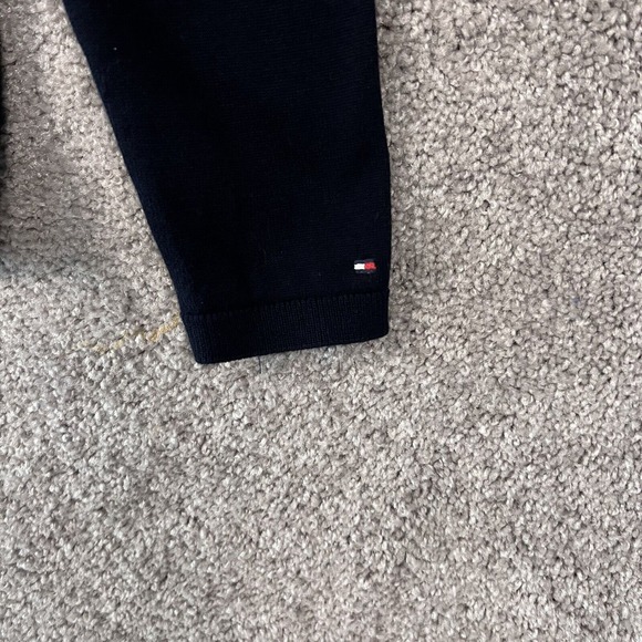 Tommy Hilfiger Sweater Womens Small Blue Long Sleeves V-Neck Gold Beaded Cotton - Picture 3 of 8